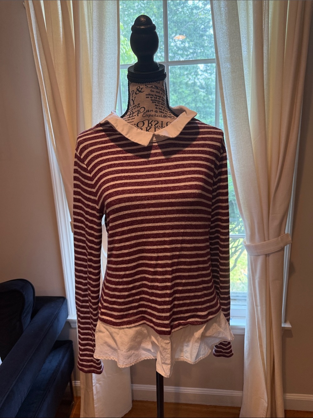 Maison Jules Layered-Collar Sweater